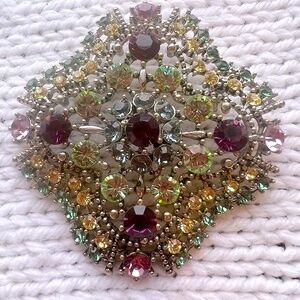 Graziano Gold-tone Rhinestone Brooch